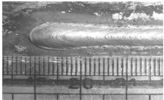 Fig. 8  Bead of wire backward feeding control 또한 아크길이 유지를 위한 전류가 거의 불필요하기 때 문에  스타트  전류가  낮음으로  저입열로  인하여  열변형 이 최소화됨으로 박판용접에 유리하다