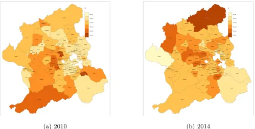Figure 3.1 The regional plot for the regression coefficients of floor area