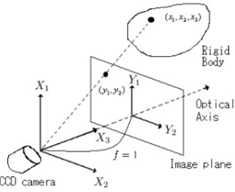 Fig 1. A Simple Perspective Observation  Next,  we  make  various  assumptions  on  System  (1),  which  seem to be necessary and/or reasonable from the viewpoint of  machine vision