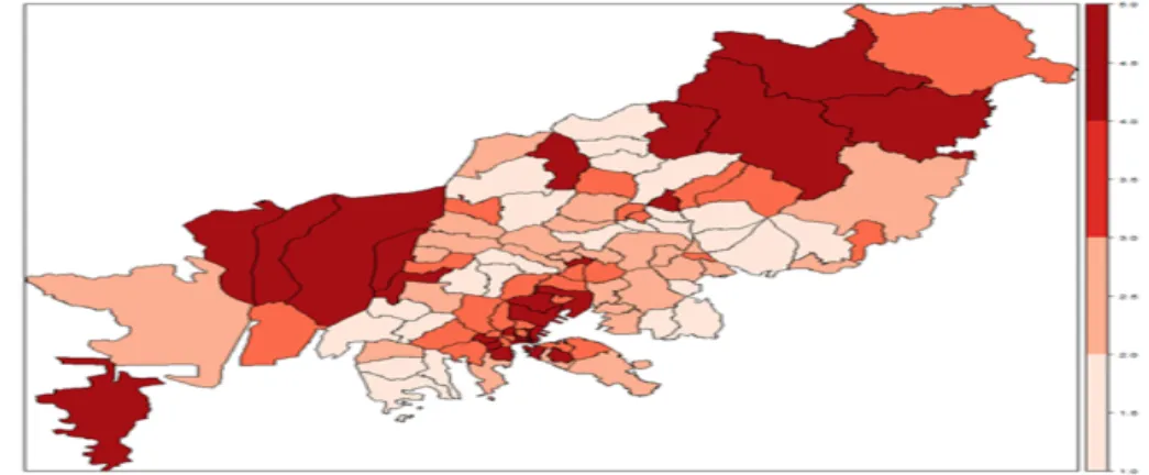 Figure 2.1 Deprivation index of Busan based on 2005 census