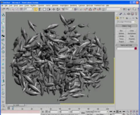 Fig. 8 A group of fish simulated with the proposed system 5. CONCLUSIONS 