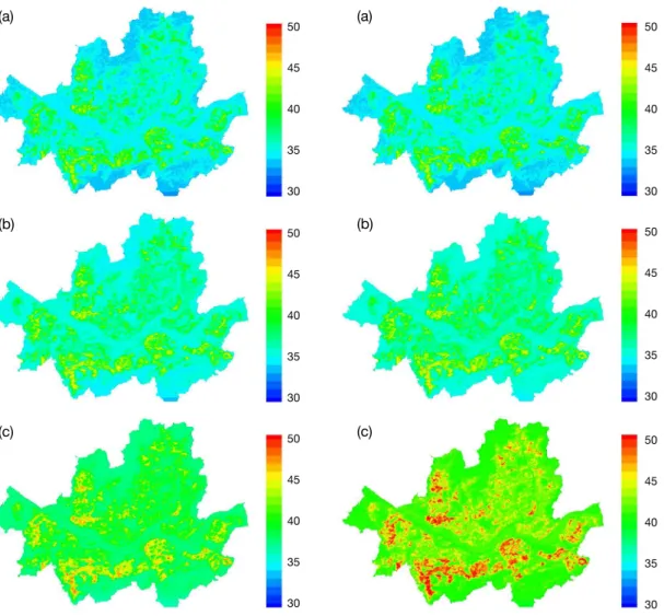 Fig. 6.  RCP8.5 HCM-calculated temperature (°C) distribution 
