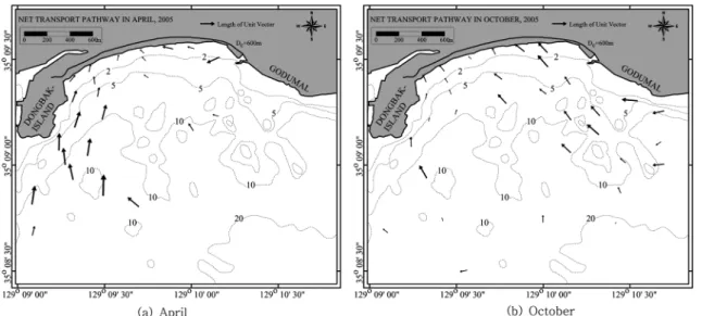 Fig. 7. Direction of surface sediment transport.