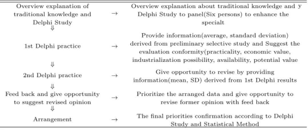 Table 3.1 Delphi survey process Overview explanation of