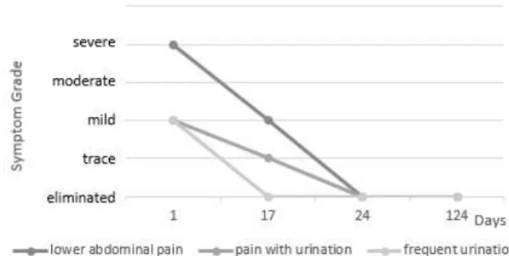Figure  1.  Changes  of  Symptom  grade.  Lower  abdominal  pain,  pain  with  urination  and frequent urination  were measured in every visits.