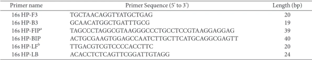 Table 2. Specificity of  H. pylori detection by conventional LAMP assay.