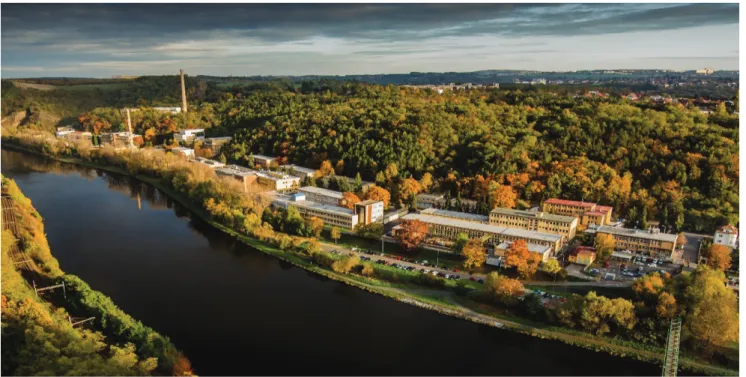 Fig. 1. View of the UJV Rez buildings in the Vltava river valley.
