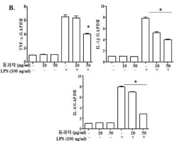 Fig.  3.  Donggwaja  suppresses  the  expression  of  prototypic  inflammatory cytokines