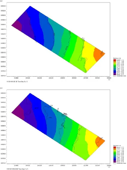 Fig. 15.  Modeling results in 201801 (up) and at 201805 (bottom). 