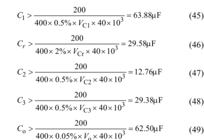 Fig. 10 shows waveforms of simulation results under the  same parameters as the experimental prototype, including the  voltage and current waveforms of the switch, and the current  waveform of the diodes and inductors