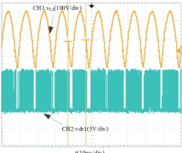 Fig. 11. Driving waveform of T 1  and the voltage on C 2  in the 