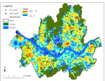 Fig.  6.  Mapping  of  effective  range  of  AWS  and  population  density
