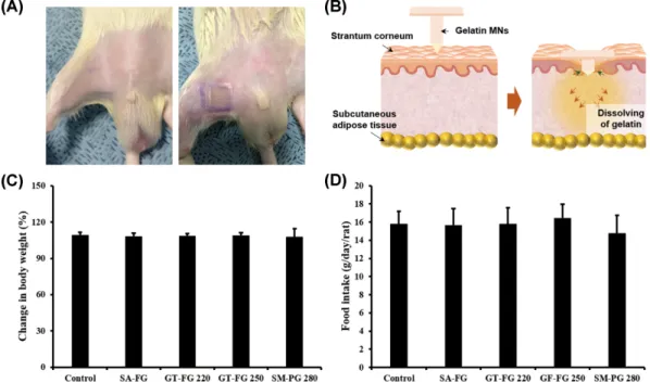 Fig. 1. Effect of microneedles (MNs) on body weight and food intake in rats with high-fat diet (HD)-induced obesity