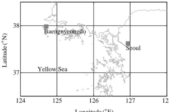Fig. 1. Analysis domain and sampling sites of Seoul and Baengnyeongdo. 