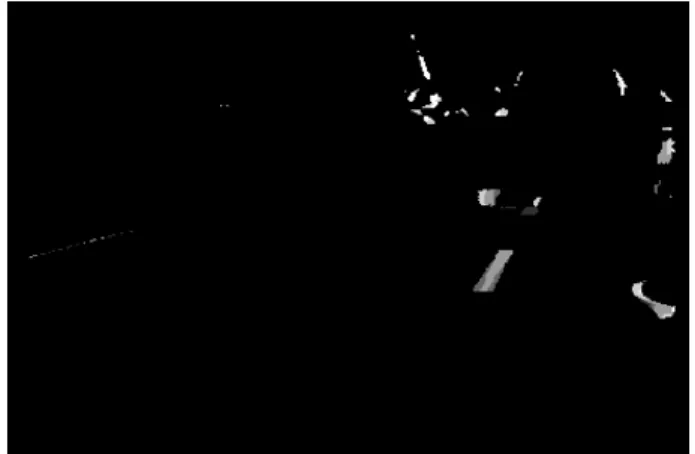 Fig. 12. The  candidate  areas  of  lane  marking  obtained  by  combining  the  results  in  Figs