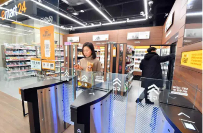 Fig. 4 Entrance and Exit of E-Mart24 Self-Store Source: ETNEWS