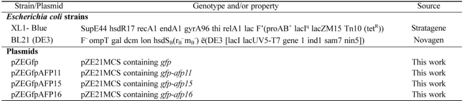 Table 1. List of bacterial strains and plasmids used in this study