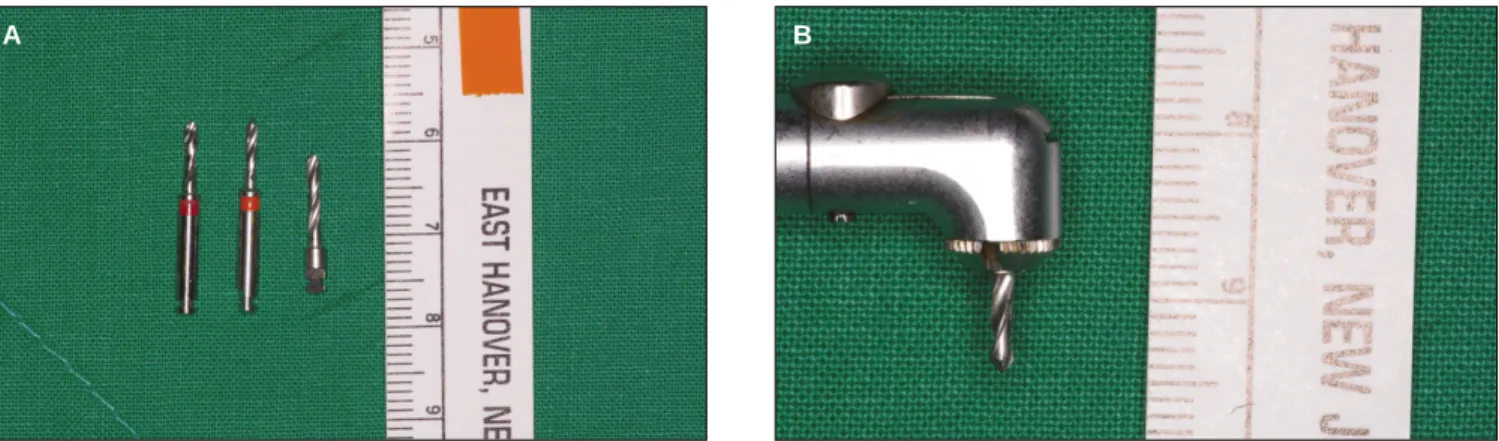 Fig. 3. A. Costomized drill bit, B. Length of this drill bit is 5 mm.