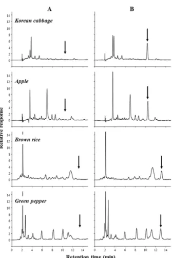 Fig. 4. HPLC chromatograms of pencycuron. A; control, B; fortified at 0.2 mg/kg.