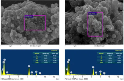 Fig. 9. EDS images of Fe/Cu nanoparticles prepared by EEW. 