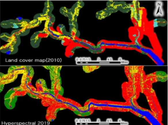 FIGURE  9.  Change analysis  of  land cover  map  and  hyperspectral  image