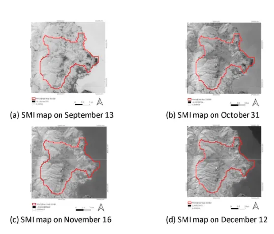 FIGURE 5. Soil Moisture Index(SMI) map of study area before and after Pohang earthquake  in 2017