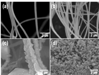 Fig. 1. SEM images of the synthesis Nd-Fe-B based fibers: