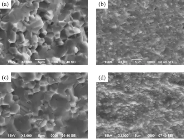 Fig. 5. Vickers hardness of (a) pressed, sintered coupon (b) 3D printed, sintered insert (c) HIPed coupon, and (d) HIPed insert.