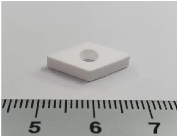 Fig. 7. Image of alumina insert as a cutting tool.