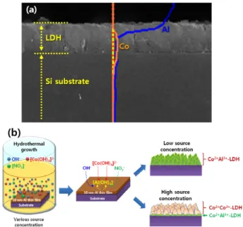 Fig. 8. Surface morphologies of CoAl-LDH with different source concentrations: (a) 75 mM, (b)100 mM, (c) 150 mM, and (d) 200 mM