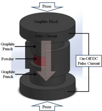 Fig. 1. Schematic diagram of the Spark Plasma Sintering.