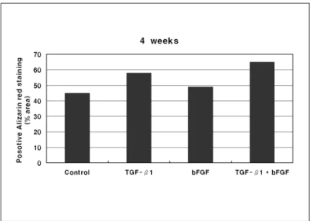 Fig. 10. Comparison  of  osteogenic  differentiation  of hATSCs on 2 weeks with that on 4 weeks