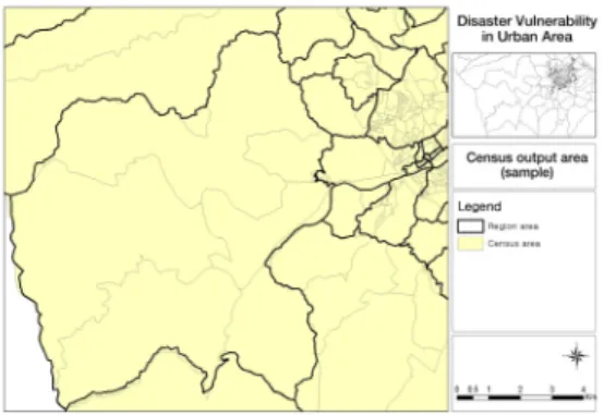 Figure 1. Census output area (sample) 의 효율적인 운영을 지원하기 위하여 평가단위를 격자단위로 변경한 분석결과를 비교분석하여 결과활용의 효율성을 검증하고자 한다.2