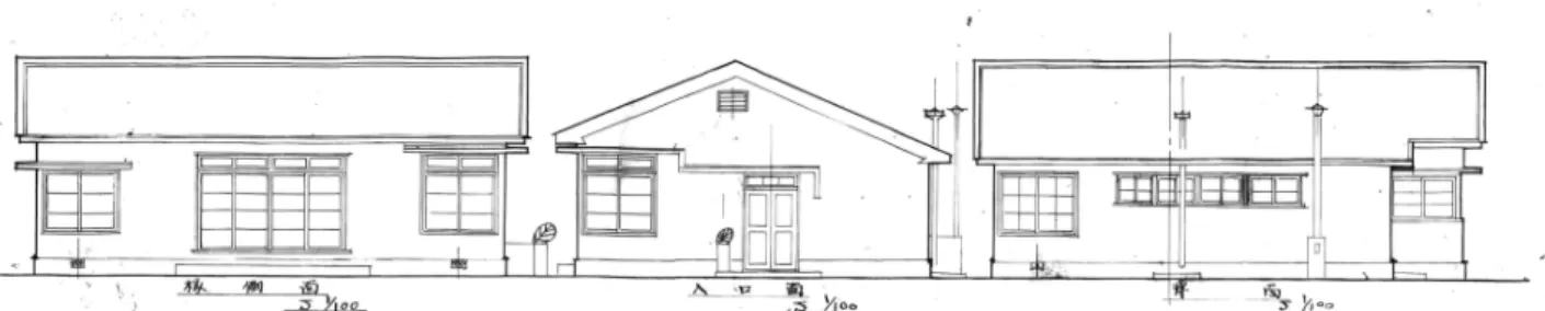 Figure 4. The Elevation(Front, Side, and Rear) of No. 2․3 House at the time of Construction