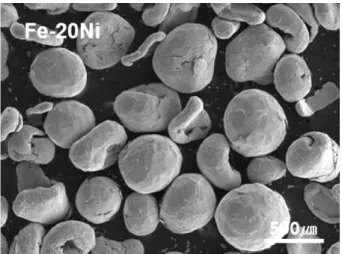 Fig. 1. SEM morphology of Fe-20Ni powder prepared by rotor mill.