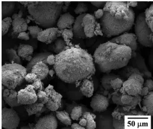 Fig. 1. SEM image of ball-milled CuO-SnO 2  powder mixture.