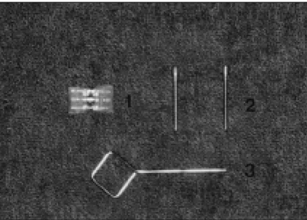 Fig. 1. Individual  apparatus  for  distraction  force  and compression  force.  1  shows  screw  post,  2  shows expansion screw, 3 shows key.