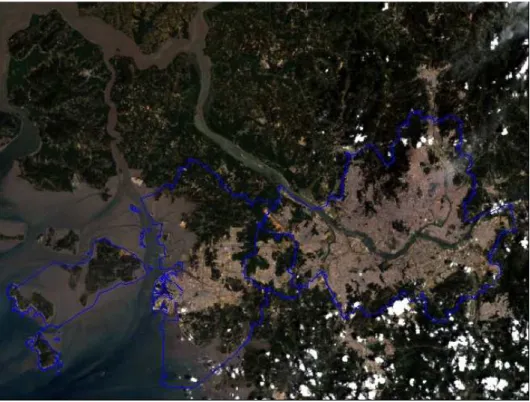 그림  2.  1984년  7월  30일  Landsat-5  TM  위성영상 (path  :  116,  row  :  34.  3-2-1  밴드  조합)