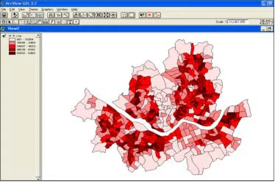 [그림  11]  지리  정보의  단계적  표현(서울시  구별  인구)       (2)  축적의  이해     지도를  통한  공간  규모  인식은  축척을  통해  가능하다