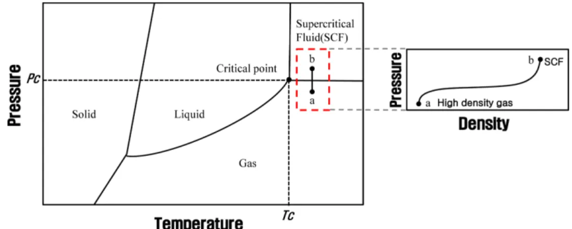 Table 1. Comparative physical properties of gas, supercritical fluid, liquid [13]