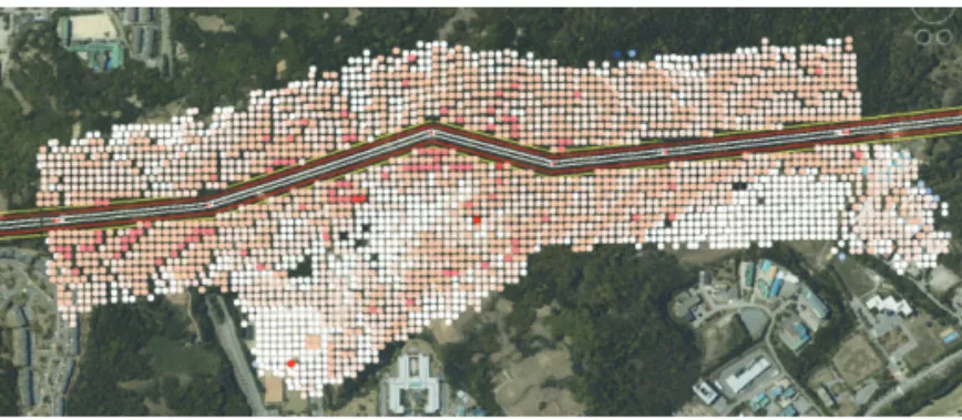 Fig. 14.  Size determination for Unit Grid near power transmission line. 
