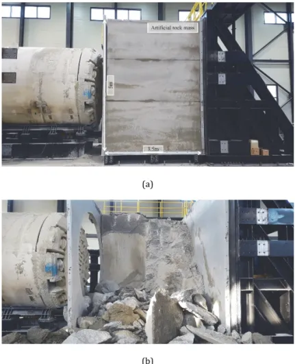 Fig. 1.  View of the tunneling test facilities including the shield TBM. 