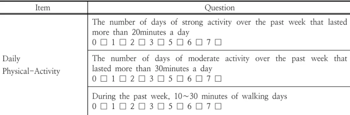 Table  5.  Physical  Activity  Question