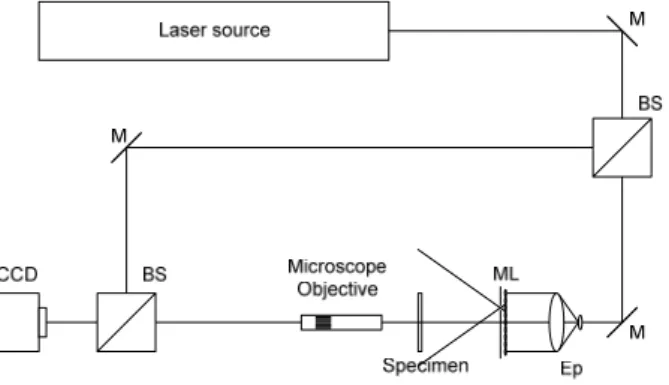 Fig. 1. Setup configuration for multi-illumination digital holographic microscopy 