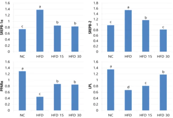 Fig.  2.  Effect  of  oral  administration  of  SGE  on  gene  expression  in  obese  rats