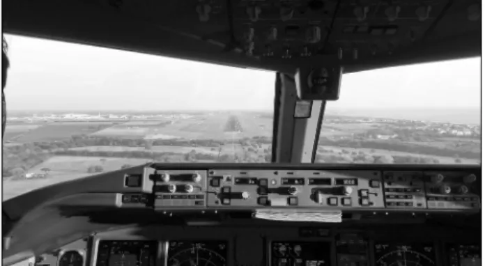 Fig.  1.  An  obsever  on  observer  seat  of  Boing  777  cockpit. Fig. 2. Final Approach of Boing 777 to runway of Roma Leonardo- Leonardo-DaVinch  airport