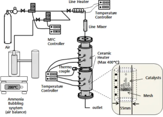 Fig. 2. Schematic  diagram  of  the  catalytic  reactor  (decomposition  equipment)  for  NH 3  oxidation