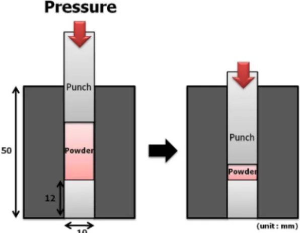 Fig. 1. Schematic of single action die compaction for iron powders. 