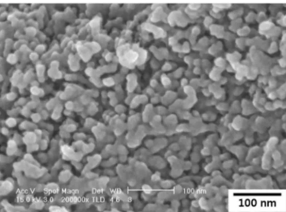 Fig. 1 shows the morphology of the ceria particles after the de-binding treatment. The ceria particles were extremely fine and nearly spherical with a diameter of approximately 15 nm
