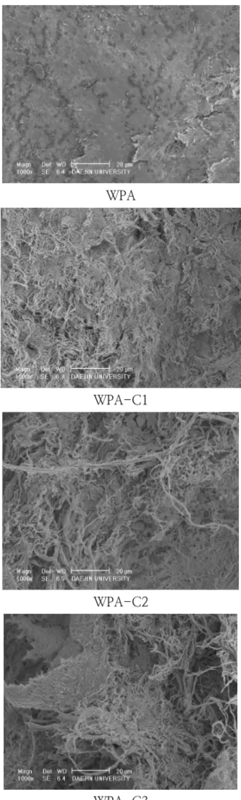 Fig.  4.  Tensile  strength  property  of  leather  coated  by  WPA  and  WPA-C  samples.